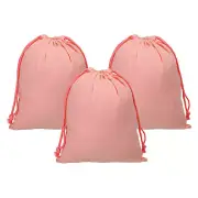 3pcs Reusable Drawstring Bags, 10x12.6" Multipurpose Bags, Pale Pink
