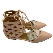 NIB Qupid Pink Gladiator Style Pointy Toe Flats Sz 8.5