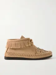 [Isabel Marant] Isabel Marant - Felsa Fringed Embellished Suede Ankle Boots - Sand - FR41 FR41 Neutrals