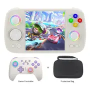 ANBERNIC RG Cube Game Console 128GB TF Card with 4000+ Games White + RG P01 Game Controller Beige + Protective Bag