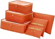 [Go2buy Australia] Go2buy 6pcs Travel Luggage Organizer Set Backpack Storage Pouches Suitcase Packing Bags (Orange)