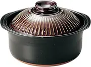 Pottery Chrysanthemum Flower Rice Earthenware Banko Ware (5 Cook/Candy/Double Lid) Earthenpot, Rice, Rice Pot, Ginpo Rice Cooker, Brown