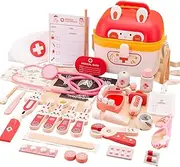 Pretend Doctor Kit, 24 Piece Bunny Theme Doctor Playset, Simulation Doctor Role Play Toy with Stethoscope for Girls and Boys, Perfect for Educational Play and Developing Imaginative Skills,