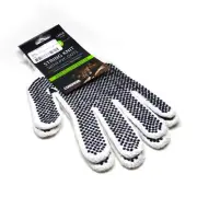 Machine String Knit Goves with PVC Dots - Bleached White - Large