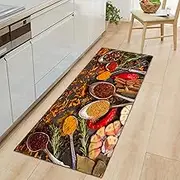 Anti Fatigue Kitchen Mat Seasonings & Spoons Non-Slip Kitchen Mats and Rugs Runner Set Rubber Backing Durable Floor Mat Doormat Machine Washable 19.69 x 31.5 Inch