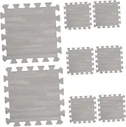 GANAZONO 8Pcs Interlocking Foam Floor Mats Thick Non Slip Puzzle Tiles Stylish Play Mat for Soft Comfortable Design for Home Office Activities Grain