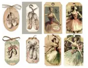 8 Ballet Tags Junk Journal Scrapbook USA Seller