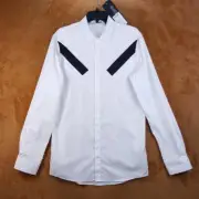 NEIL BARRETT Shirt Mens Size 40 White Button Down Slim Fit Diagonal Tuxedo $445