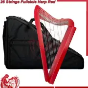 26 String Fullsicle Harp Red Lightweight Lever Harp with Bag Tuning Key Strings