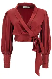 [ZIMMERMANN] ZIMMERMANN silk cropped blouse in a 2 Red