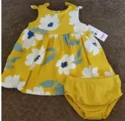 Baby Girls Carter's Floral Sleeveless Dress Diaper Cover Size 6 9 12 18 mo NWT