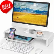 Monitor Stand Riser, Foldable with Drawer, Height Adjustable for PC & Laptop
