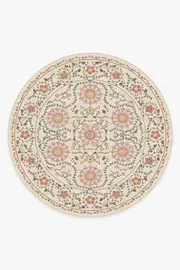 245' Round | Machine Washable Runner Rug | Kid & Pet Friendly | Indoor Rug | Suzani Coral Rug | Ruggable