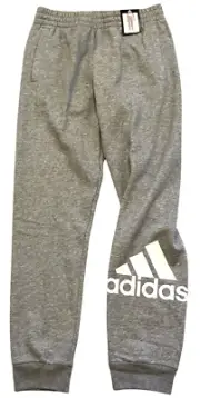 adidas Fleece Jogger Sweatpant Boys Medium 10/12 Grey Heather Inside Drawcord