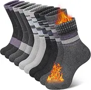 [SIMIYA] 5 Pairs Merino Wool Socks for Women, Winter Thick Warm Hiking Socks Women Crew Cushion Socks