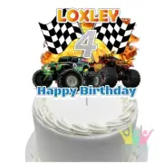 Monster Jam Truck Cake Topper Personalised Lolly Loot Bag Zombie Grave Digger