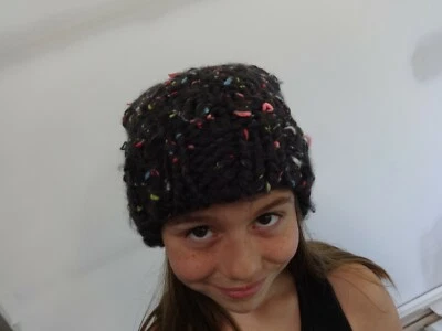 NWT Dead Stk Mossimo Target Black Hand Knit Beanie Winter Hat Women OSFA