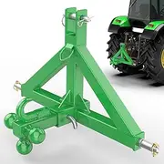 3 Point 2" Trailer Hitch Receiver and Trailer Ball Hitch with Hook Heavy Duty Tractor Drawbar 3 Pt Quick Hitch Category 1 Farm Equipment and Subcompact Trailer Hitch for Kubota, John Deere(Green)