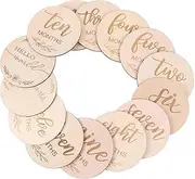 14 Pcs Milestone Baby Cards,Baby Milestone Cards,Baby Monthly Milestone Cards,Perfect Newborn Gift & Keepsake,Pregnancy Journey Milestone Markers, Light Wood(3.9In)
