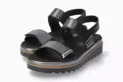 Mephisto Women's Dominica Black Softy 200 Hook and Loop Ankle Strap Sandals