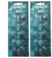 20 Pk AG1 LR621 364 SR60 164 364A Alkaline Button Cell Batteries loopacell