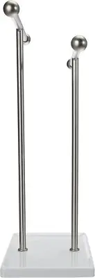 Double-T Hand Towel and Accessories Stand, Nickel/White
