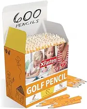 XFasten Golf Pencil without Erasers Bulk 600-Pack 3.5" #2 HB Golf Pencils Bulk Presharpened Mini Pencils Bulk, Hexagonal Small Pencils for Kids, Short Pencils, Half Pencils Without Erasers