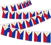 30 PCS Philippine Flag, 33 FT Philippines Filipino National Bunting,Decor Pennant Banner for Outdoor Indoor Patio Yard Decoration