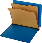 Globe-Weis End Tab Classification Folders, 2 Dividers, 2-Inch Embedded Fasteners, Letter Size, Dark Blue, 10 Folders Per Box (23784GW)