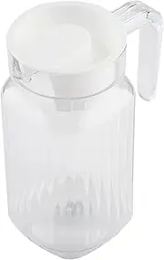 Drink Pitcher with Lid and Handle Ribbed Striped Juice Bottle Glassware Drinkware Water Ice Cold Dispenser for Bar Home Application[500ML]