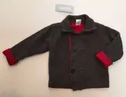 NWT Gymboree Snow Panda 18-24 Months Red Charcoal Gray Reversible Sweater Jacket