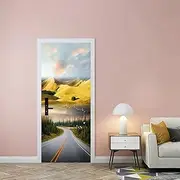 Door Stickers Mountains and Rivers Scenery DIY Door Sticker Home Decoration Wall Stickers Kitchen Creative Art Mural Self-Adhesive Wall Paster (Size : 95x215cm)