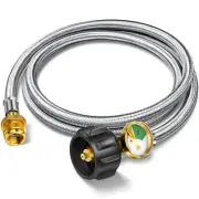 6FT Propane Hose Adapter 1lb to 20lb with Gauge, Propane Tank Adapter Hose 20...