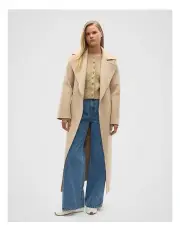 [Seed Heritage] Wool Blend Tie Coat in Latte Marle