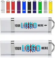 250pcs 256MB Custom USB Flash Drive with Personalized Logo for Promotion, Customized USB Thumb Drive, Bespoke Bulk Zip Drive (10 Color Options)