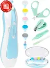 Electric Baby Nail Trimmer Kit 12in1 Safe Clippers File Scissors Tweezers Blue
