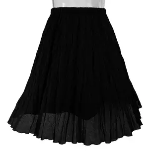 日本品牌OZOC黑色皺褶鬆緊及膝裙 日本製 38號