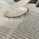 Elegant 925 Sterling Silver Fish Lotus Charms Wristband Bracelet Bangle Cuff
