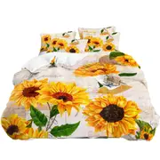 Sunflower Duvet Quilt Doona Cover Set Single Double Queen King Size Bedding Set