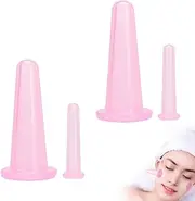 Set of 4 Cupping Glasses Silicone Vacuum Cups for Facial Cupping for Muscle Relaxation, Blood Circulation