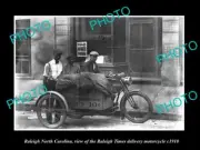 OLD LARGE HISTORIC PHOTO RALEIGH NORTH CAROLINA RALEIGH TIMES MOTORCYCLE c1910