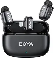 BOYA Mini Wireless Microphone for iPhone,MFI Certified Lightning Interface,Noise Cancellation External Mic,30H Battery Life,Charging Case, Voice Changer for iPhone11/12/13/14