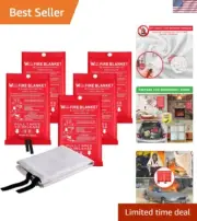 Durable Fire Blanket Set - 5 Reusable Blankets for Indoor & Outdoor Emergencies