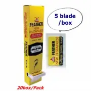 100 Pc New Feather Razor Hi Stainless Platinum Coat Blade Double Edge Yellow DHL