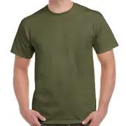 Adult 100% Cotton T-Shirt Unisex Men's Basic Plain Blank Crew Tee Tops Shirts - Olive