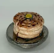 Handmade Ceramic Art Sculpture - Pancake Stack with Syrup