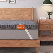 Sweetlove Queen Gel Memory Foam Mattress Topper 8cm, Gel Infused High-Density Firm Memory Foam, Ergonomic Design for Pain Relief Provides Extra Comfort Skin-Friendly Cover (Queen)