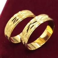 在飛比找蝦皮購物優惠-H4323 切線磨砂招財黃金戒指【6~10號】結婚金飾 男戒