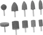 10pc Replacement Grinding Wheels Corundum Stone Bits Easy Mount for Electric Drill Multi-use Sharpening Polishing Set