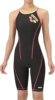 [arena] (BK01) Women's Swimsuit, Training One-Piece Spats (Open Back, Half Leg), Black